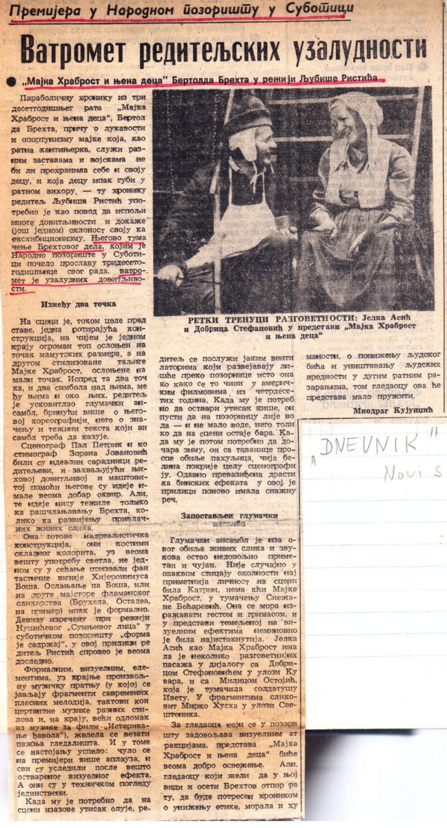 DNEVNIK_NOVI_SAD-00001975-REPORTAZA-NARODNO_POZORISTE_U_SUBOTICI-MAJKA_HRABROST_I_NJENA_DECA-LJUBISA_RISTIC-JELKA_ASIC-DOBRICA_STEFANOVIC
