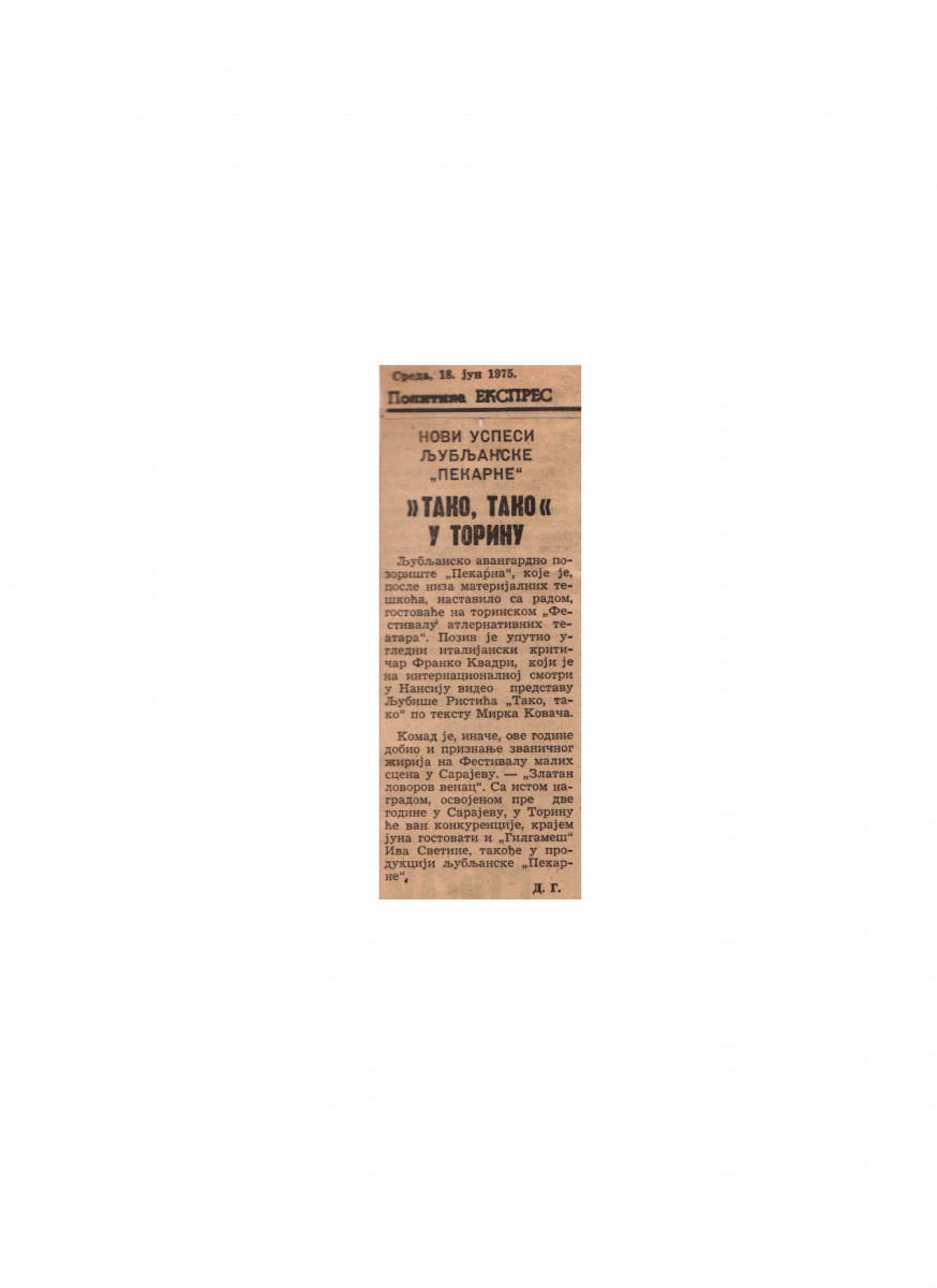 POLITIKA_EKSPRES-18061975-CLANAK_TAKO_TAKO_LJUBISA_RISTIC_LJUBLJANSKO_AVANGARDNO_POZORISTE_LJUBISA_RISTIC