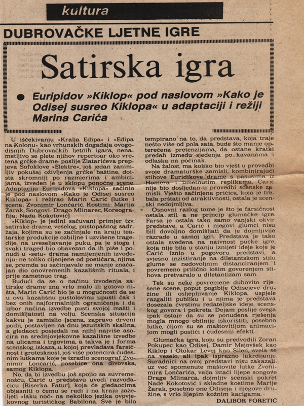 VJESNIK-191976-NAJAVA_DUBROVACKE_LETNJE_IGRE_KIKLOP_EURIPID_NADA_KOKOTOVIC