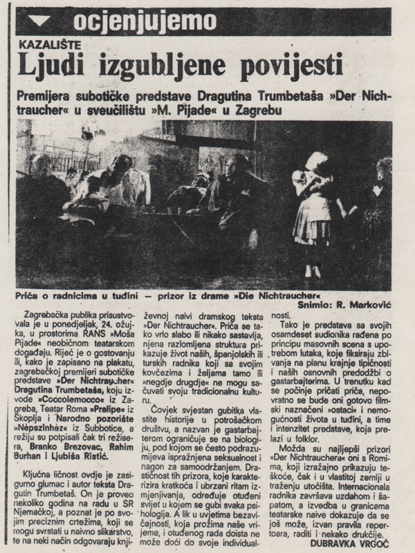 VJESNIK-ZAGREB-1986-KRITIKA-DER_NICHTRAUCHER_DRAGUTIN_TRUMBETAS_LJUBISA_RISTIC_BRANKO_BREZOVAC_RAHIM_BURHAN